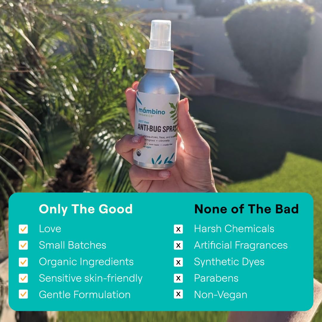 Travel-pack of Mambino Organics Anti-Bug Spray ready for trips and strollers.