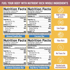 Mammoth Bar close-up reveals premium nuts and textures for clean nutrition.