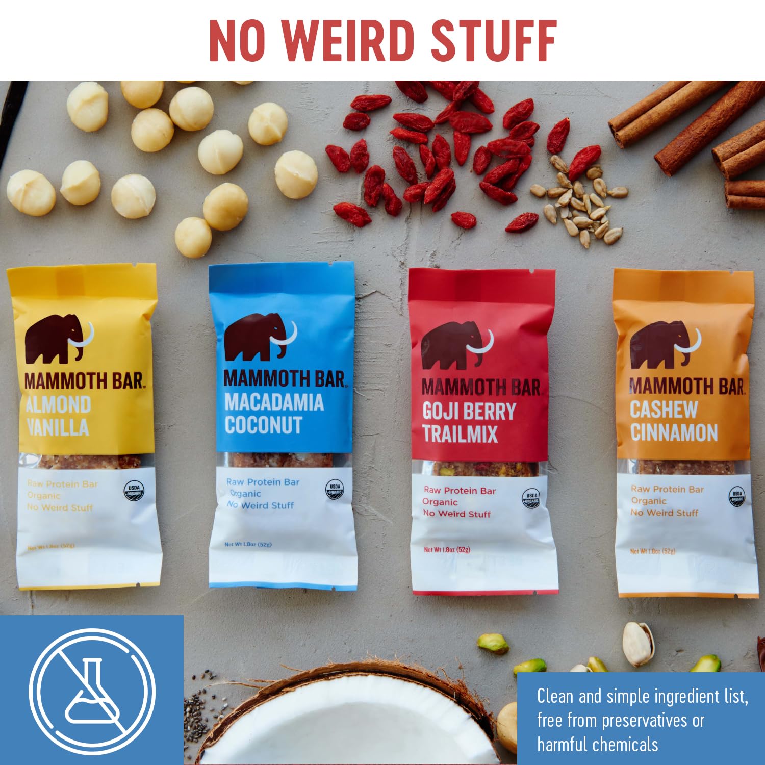 Mammoth Bar on-the-go snack demonstrates paleo-friendly energy for daily activity.