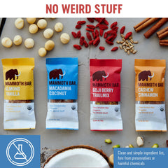 Mammoth Bar on-the-go snack demonstrates paleo-friendly energy for daily activity.
