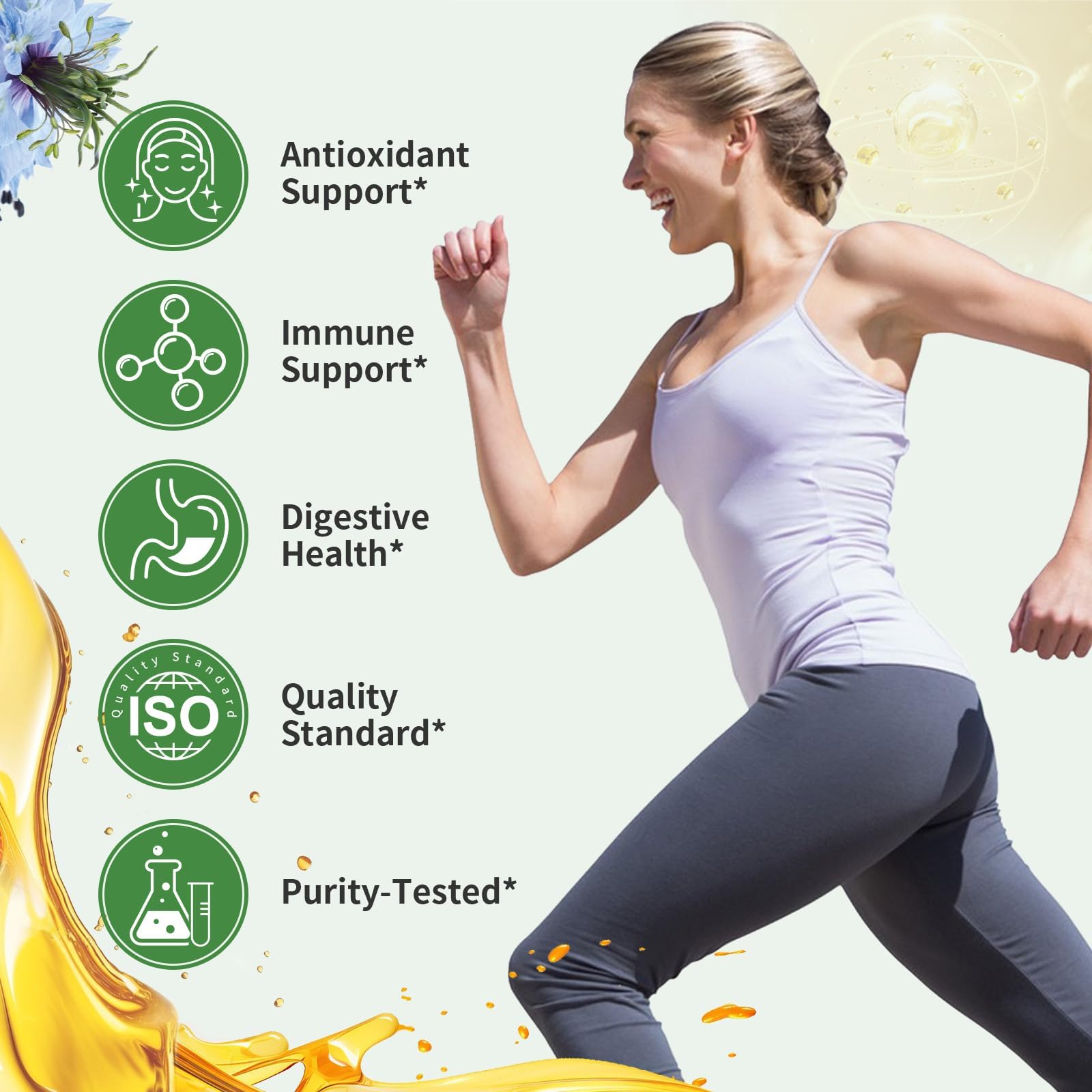 MAMOWYZ softgels dispensing for convenient daily immune and digestive support.