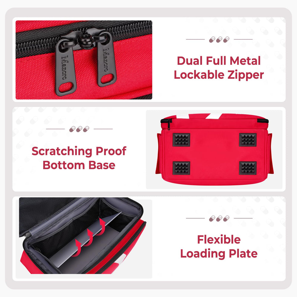 Mancro bag highlights flexible bottom padding protects contents during bumps and drops.