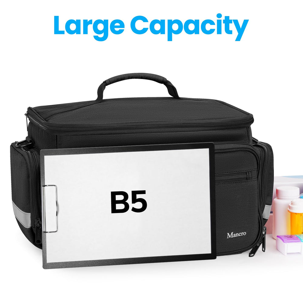 Mancro Medical Bag side-mesh-pockets help organize small items efficiently.