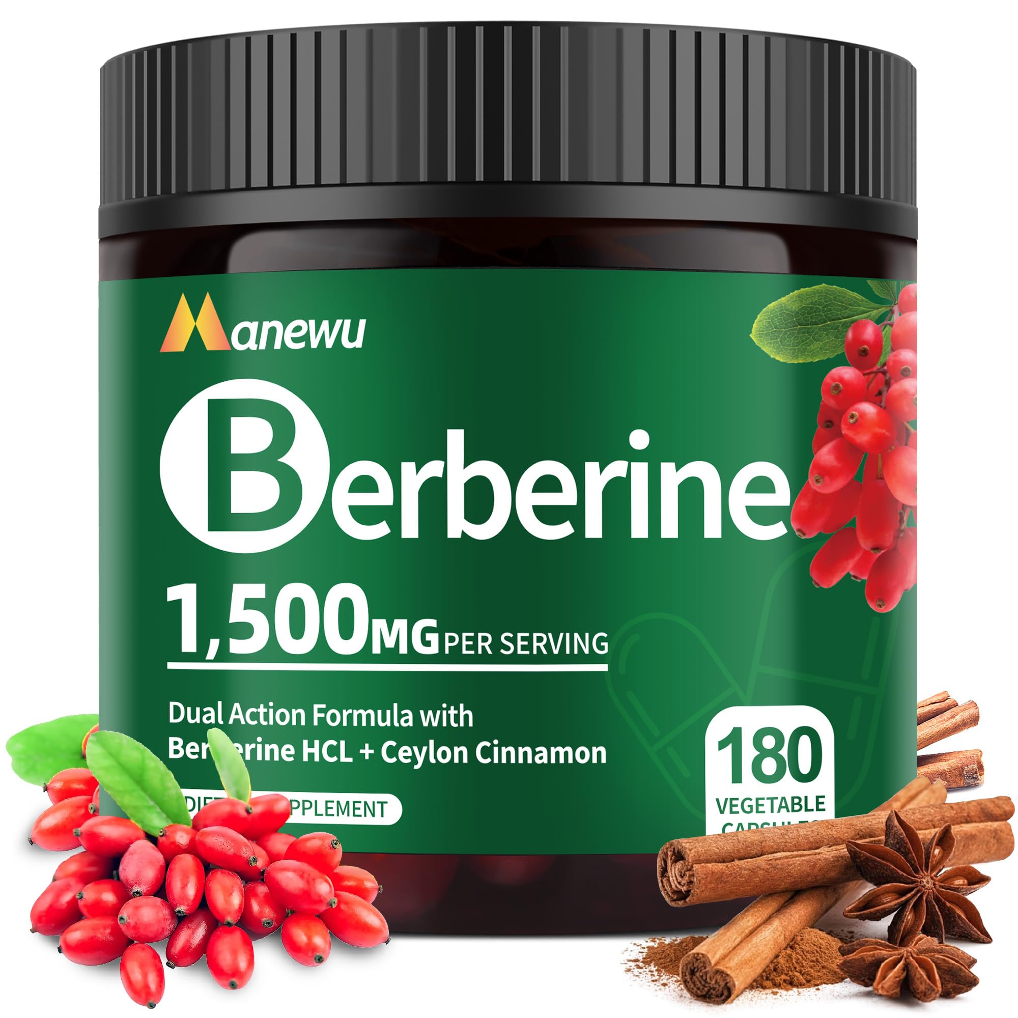 Manewu Berberine bottle front with high-potency daily balance.