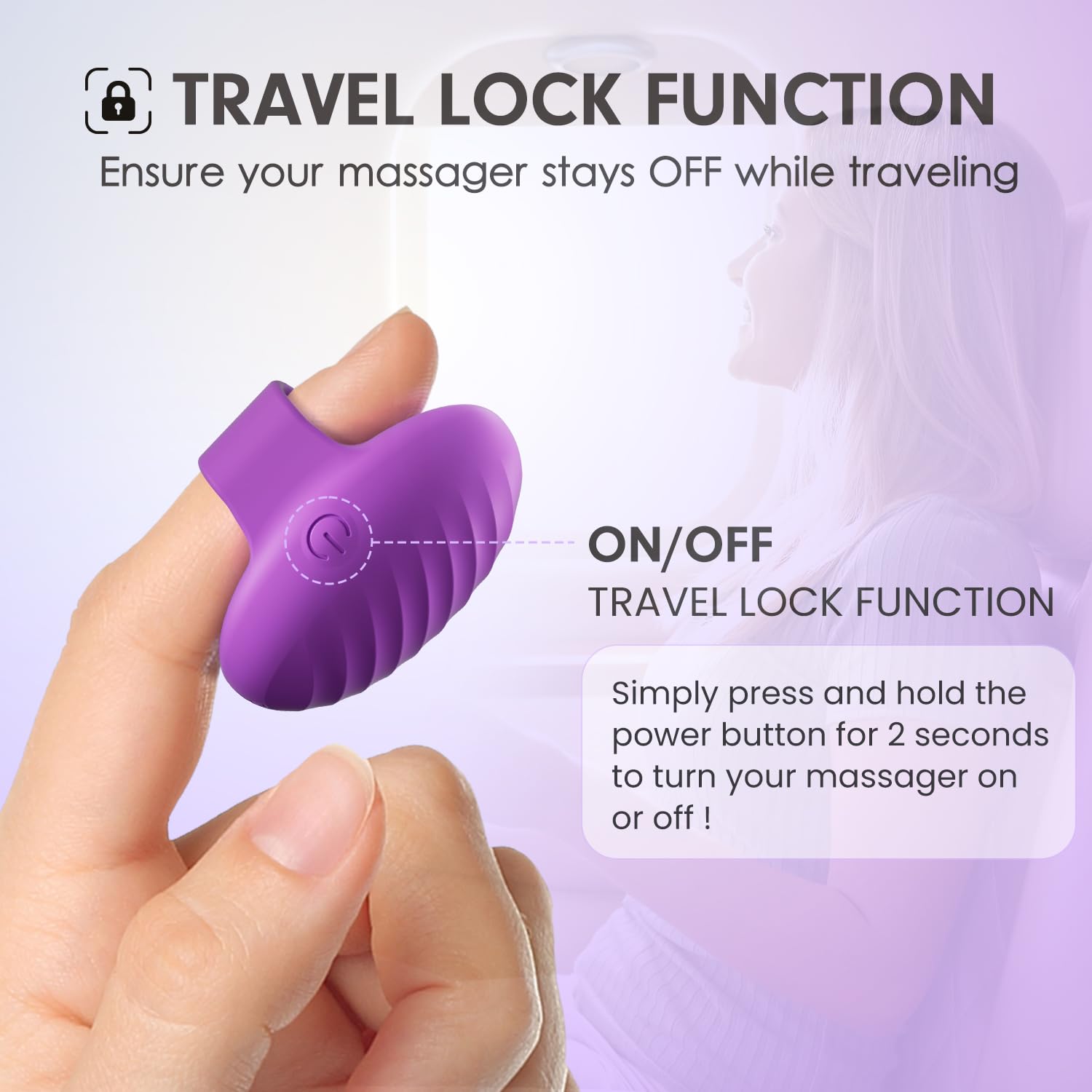 Portable MANFLY massager in light purple for on-the-go relief