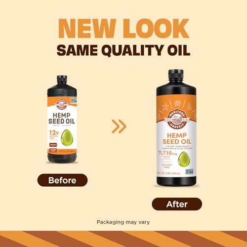 Closeup of Manitoba Harvest hemp seed oil label highlighting cold-pressed quality.