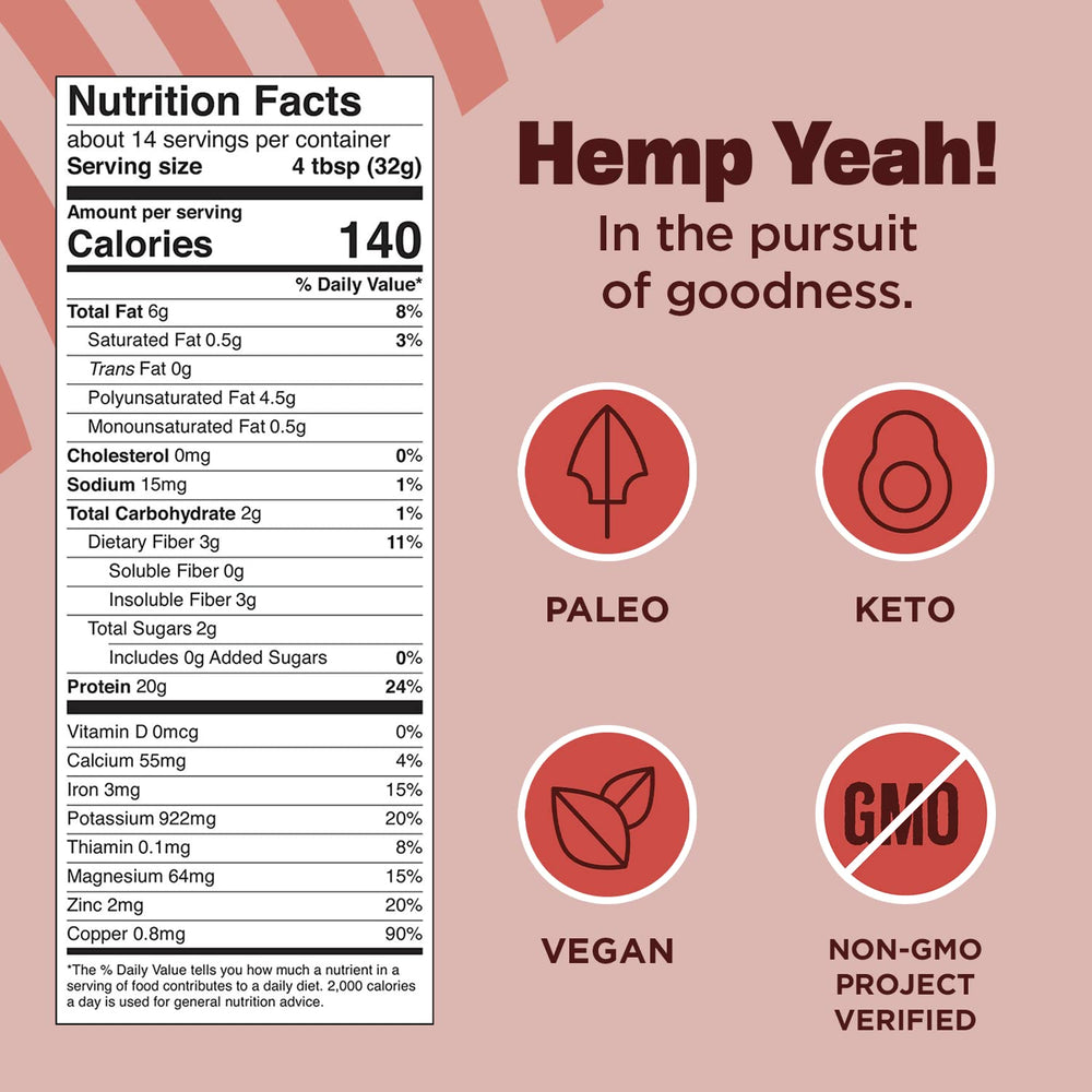 Manitoba Harvest Hemp Yeah label closeup highlighting organic certification and clean ingredients