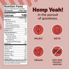Manitoba Harvest Hemp Yeah label closeup highlighting organic certification and clean ingredients