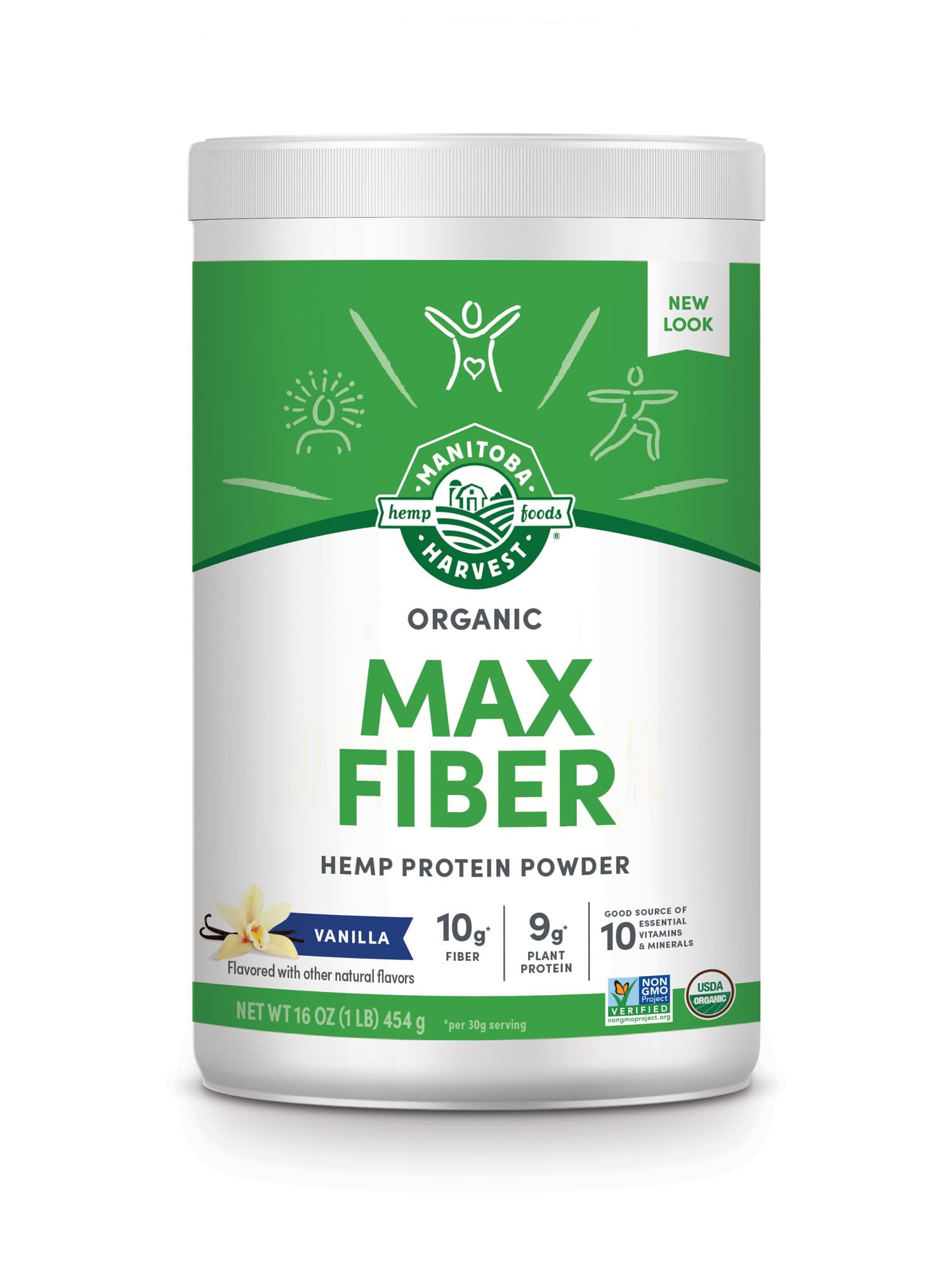 Manitoba Harvest Hemp Yeah Max Fiber Vanilla powder bag—fiber-rich and convenient.