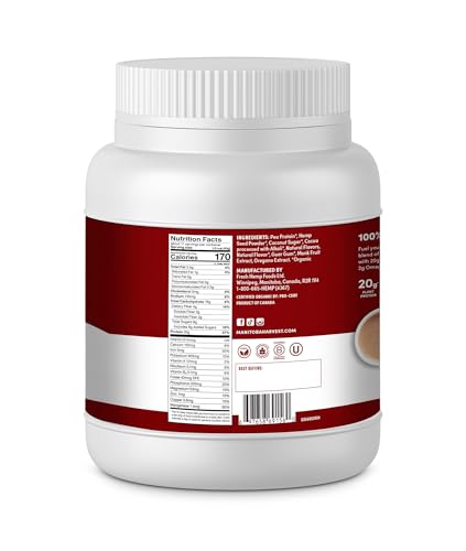 Nutrition facts card showing 20g protein per serving