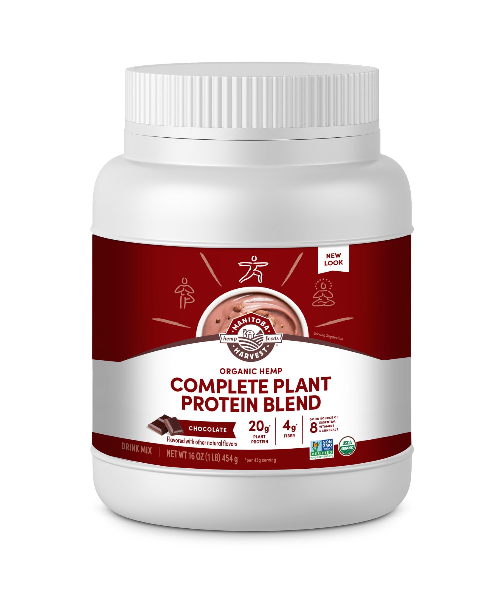 Manitoba Harvest Hemp Yeah! chocolate organic protein powder in a 16 oz bag for shakes