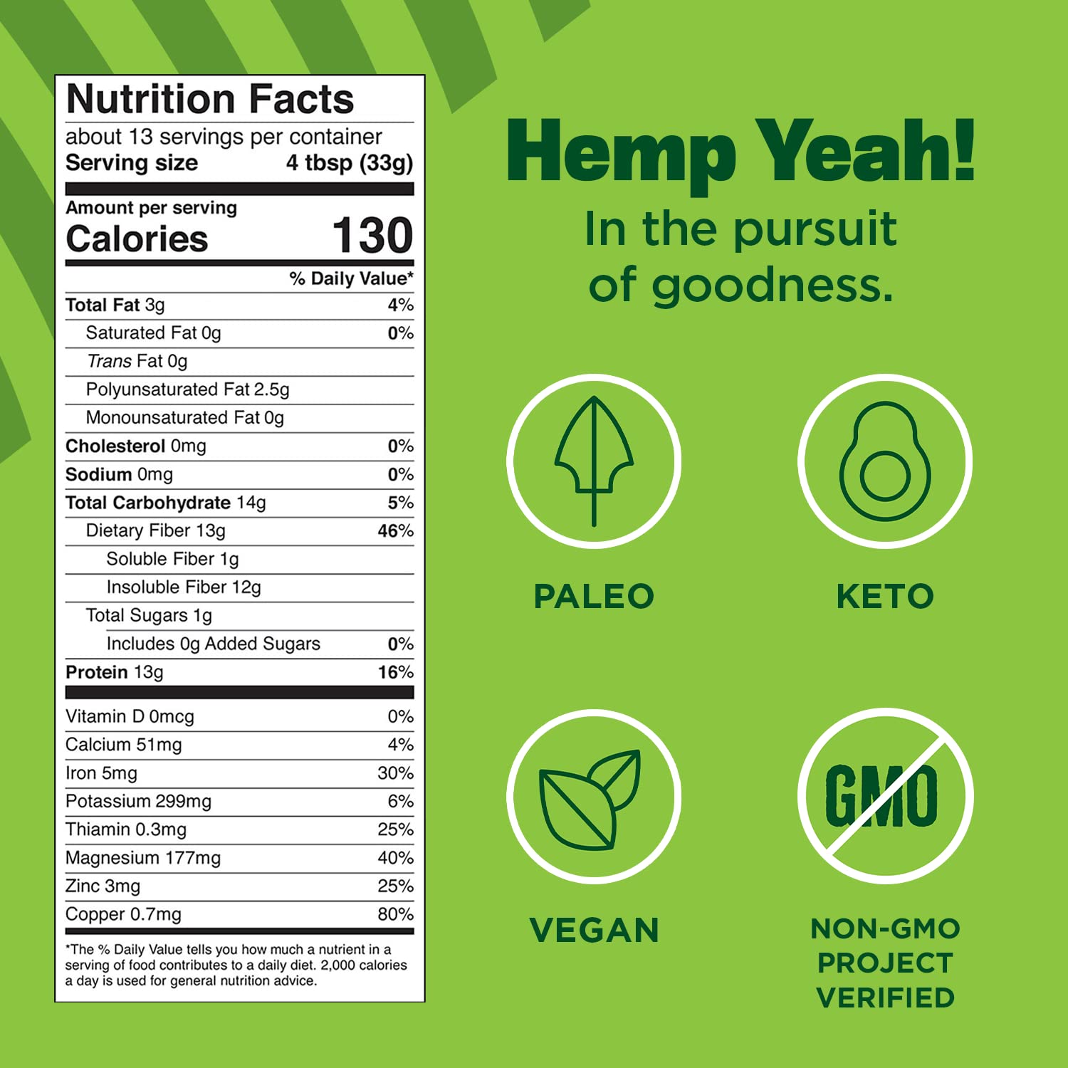 Manitoba Harvest Hemp Yeah PRO FIBER organic and non-GMO badges highlight quality