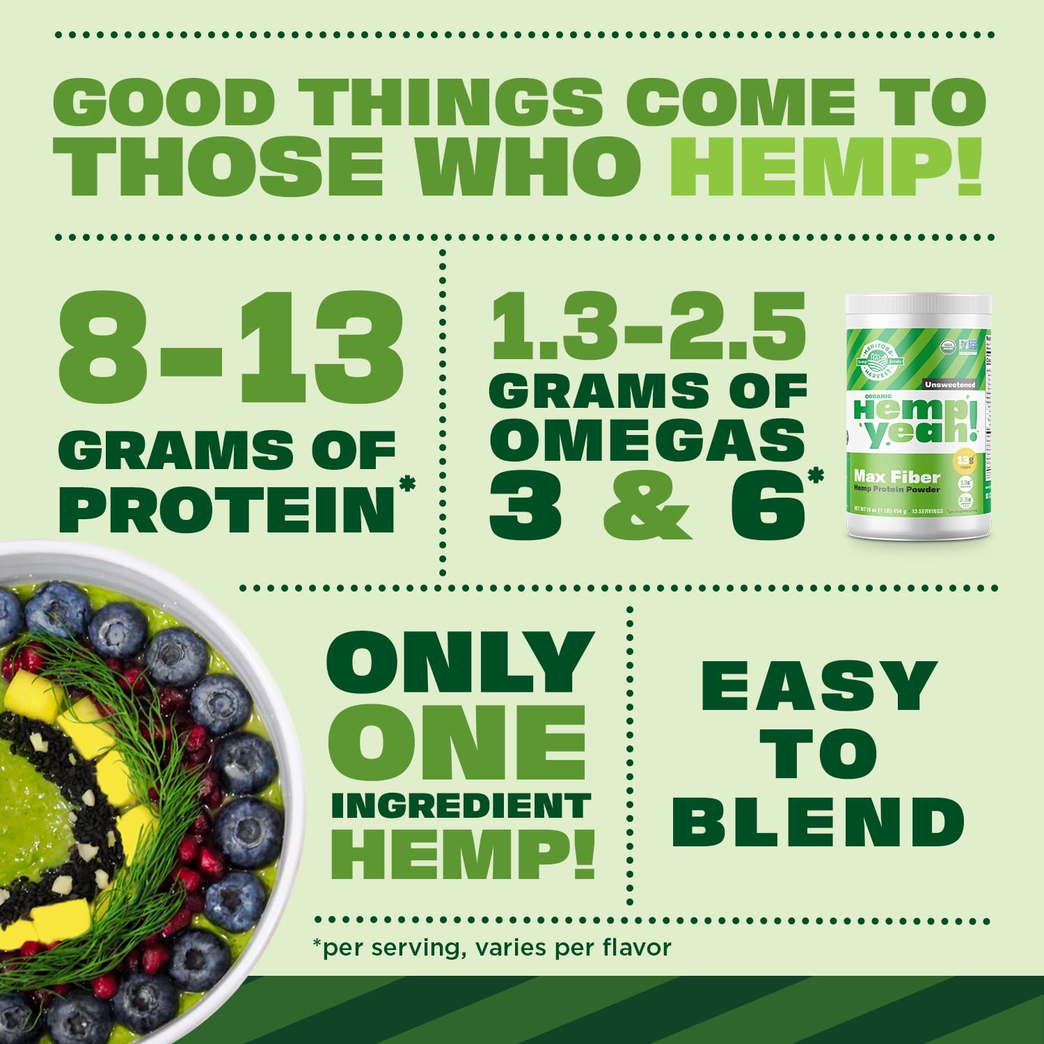 Manitoba Harvest Vanilla smoothie with Hemp Yeah powder—quick, balanced breakfast.