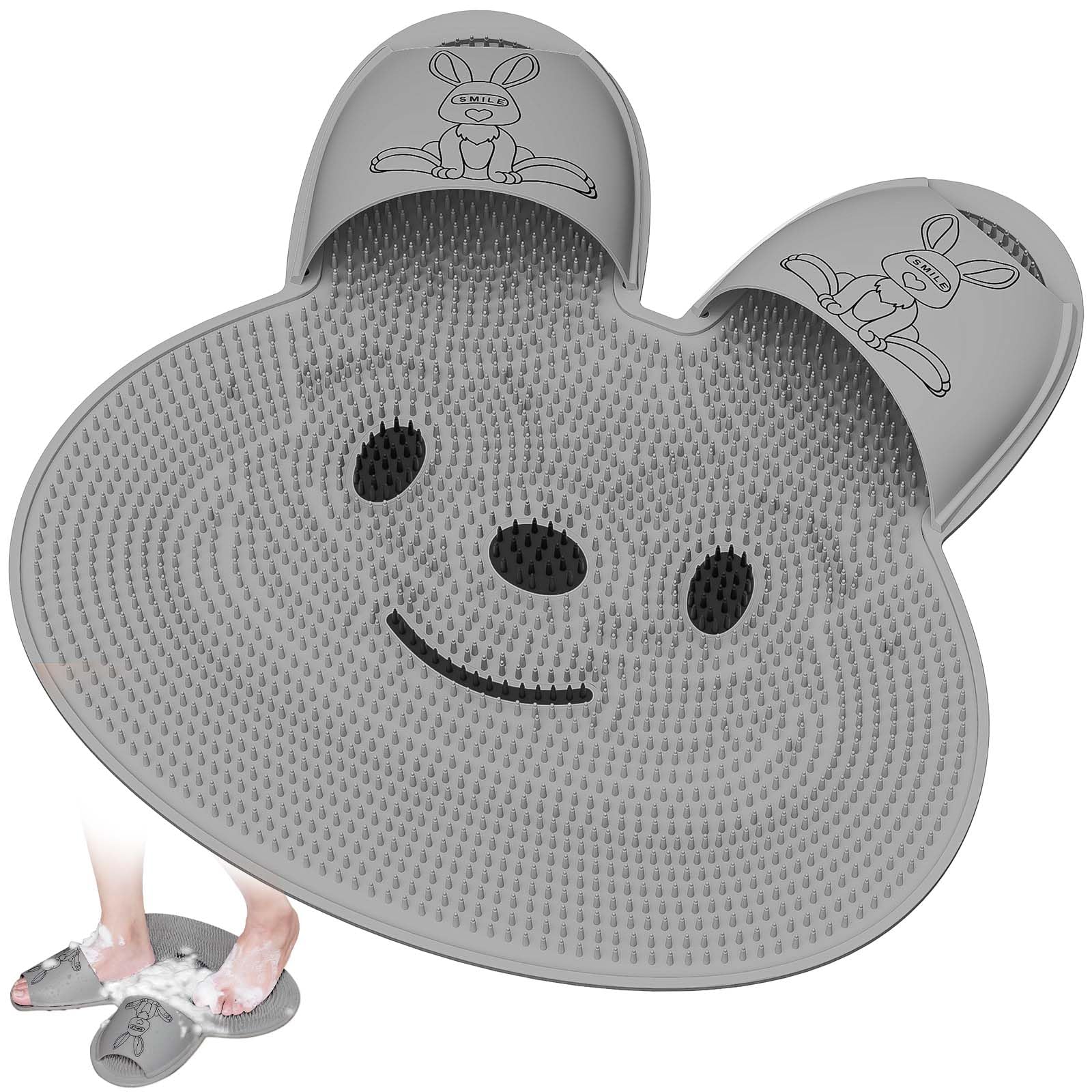 Manmihealth extra-large foot scrubber mat with suction cups for secure shower grip