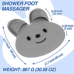 Manmihealth rabbit-pattern foot scrubber close-up showing playful design