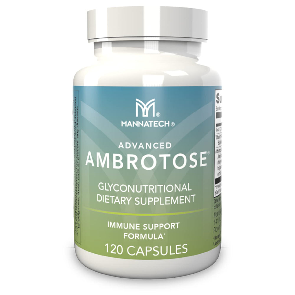 Mannatech Advanced Ambrotose capsules bottle shown for daily immune support