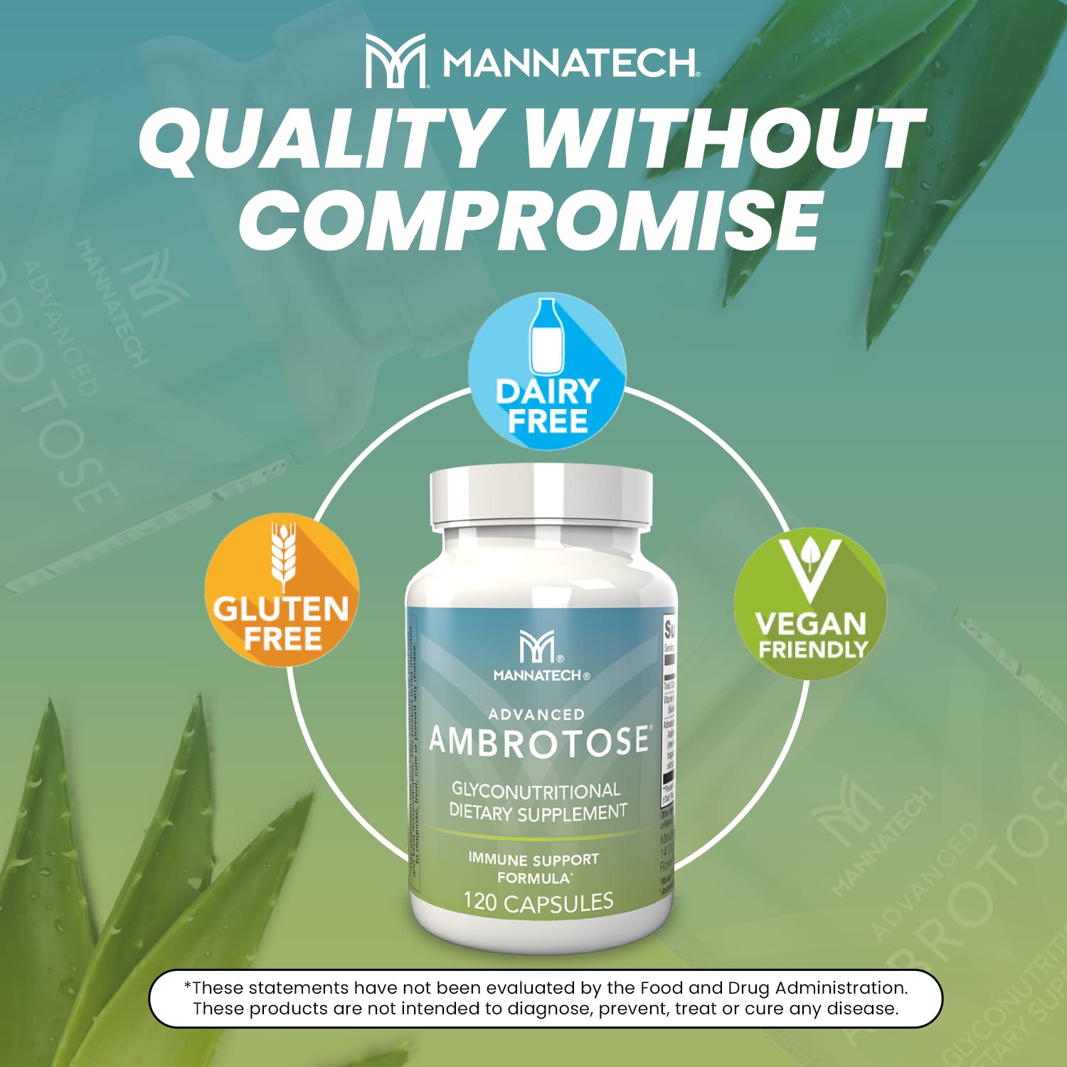 Mannatech Ambrotose ingredients panel featuring Manapol Aloe