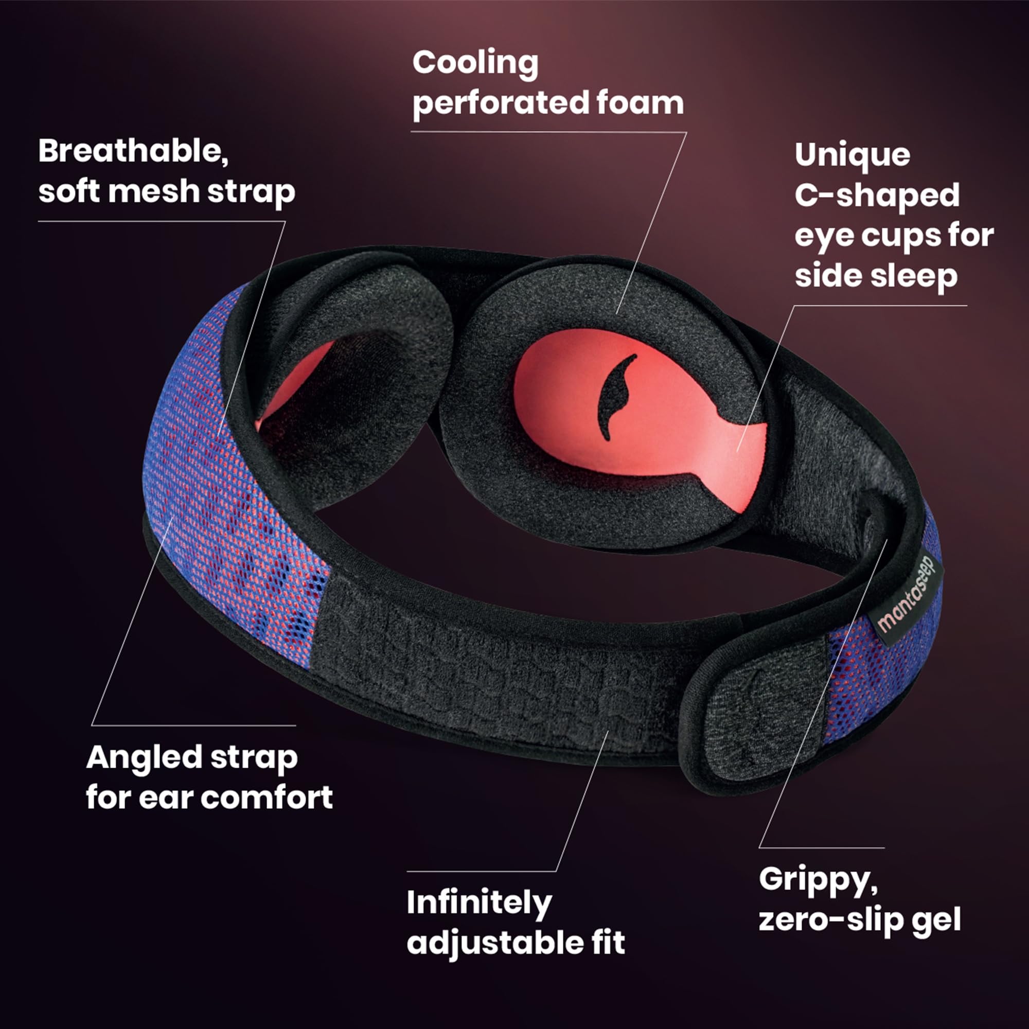 Manta Pro Sleep Mask premium materials feel soft and durable