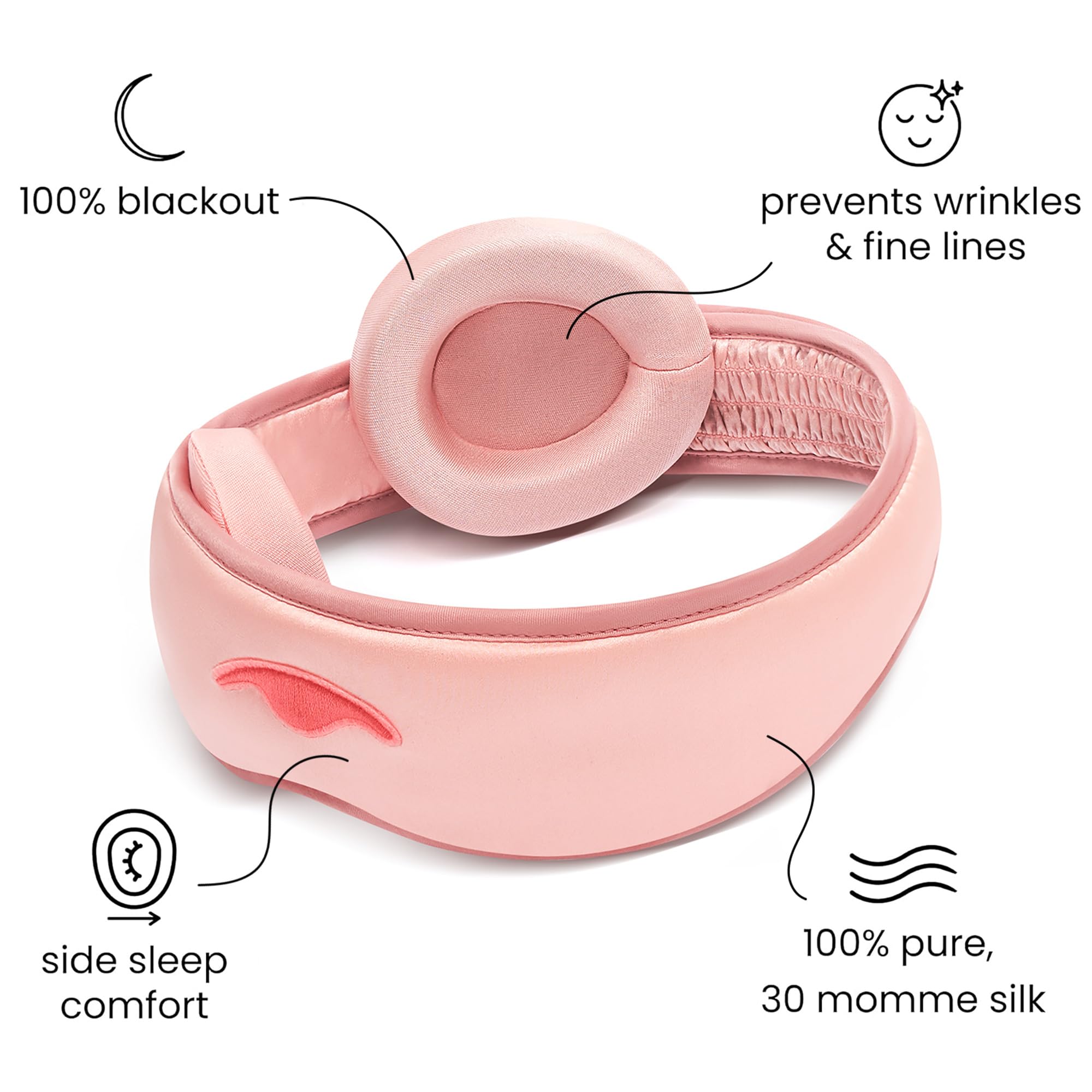 Manta Silk Mask soft pink color highlights breathable, comfortable wear.