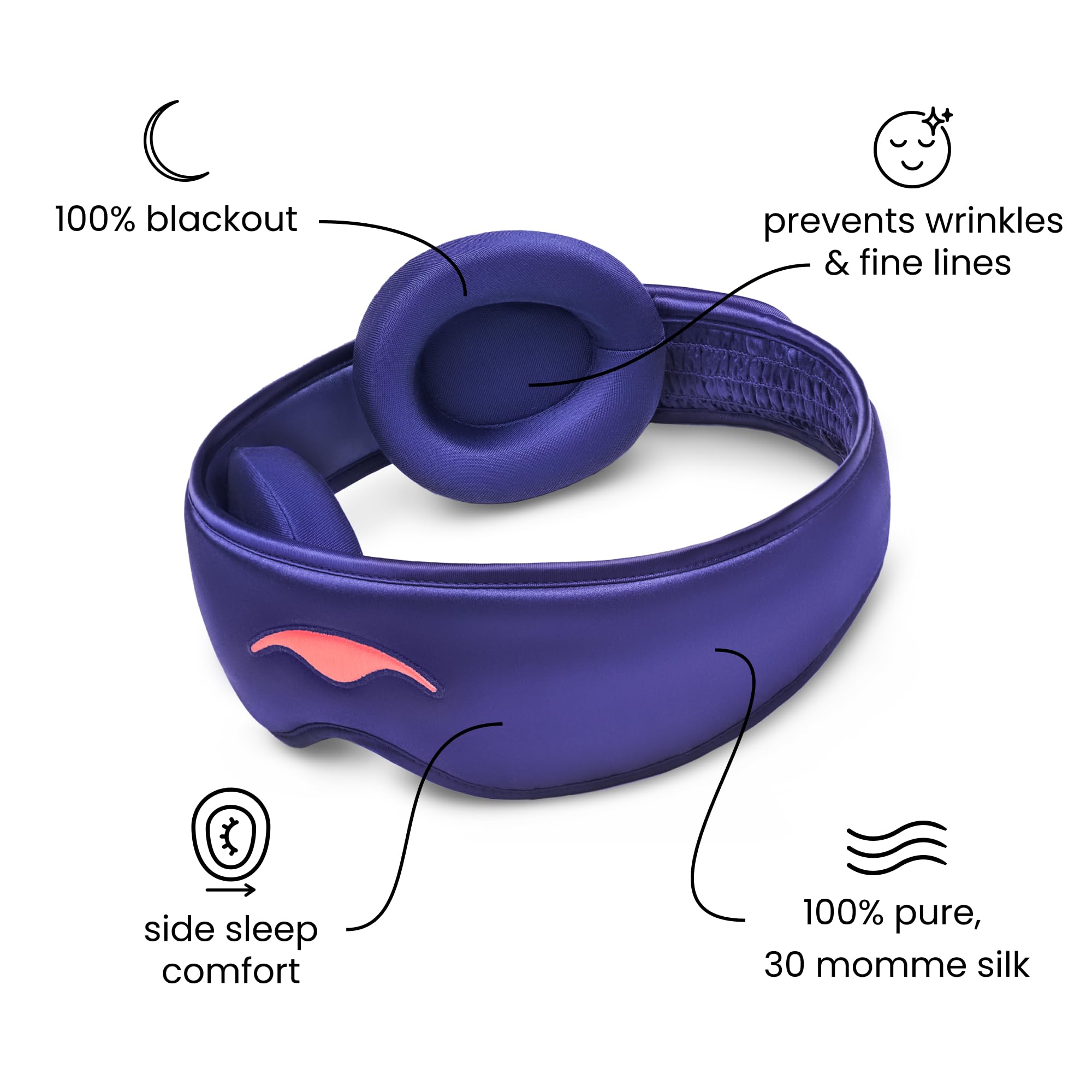 Manta Silk Sleep Mask adjustable strap for a secure, comfortable fit.