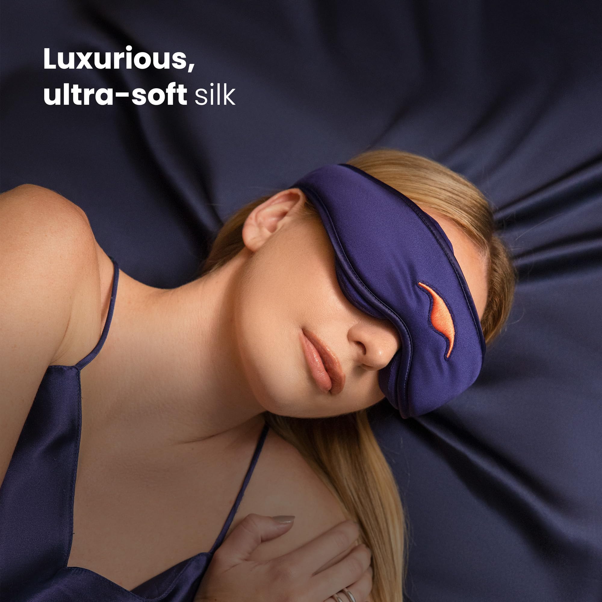 Manta Silk Sleep Mask — 30 momme eye cups for gentle, cushioned eye area.