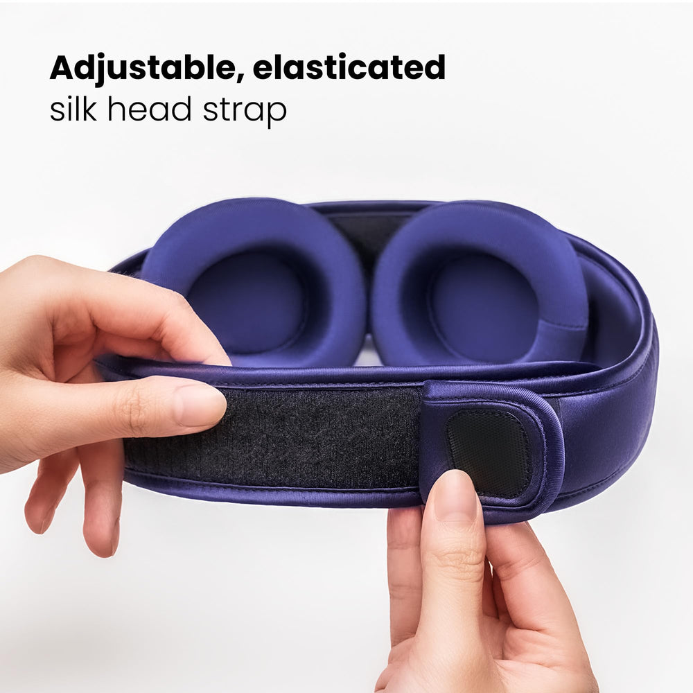 Manta Silk Sleep Mask purple color adds a stylish, calming look.