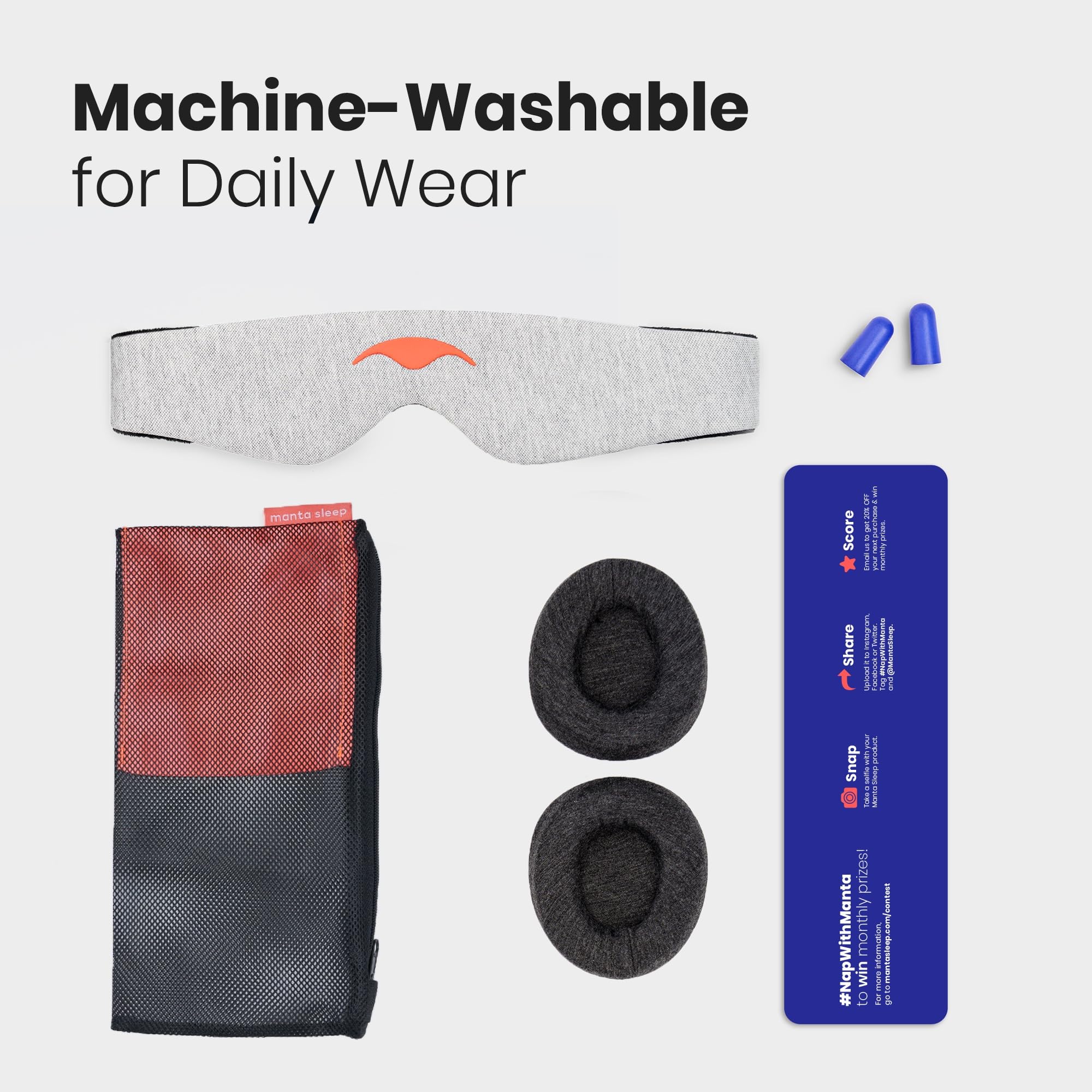 Manta Sleep Mask machine-washable for easy care and freshness.