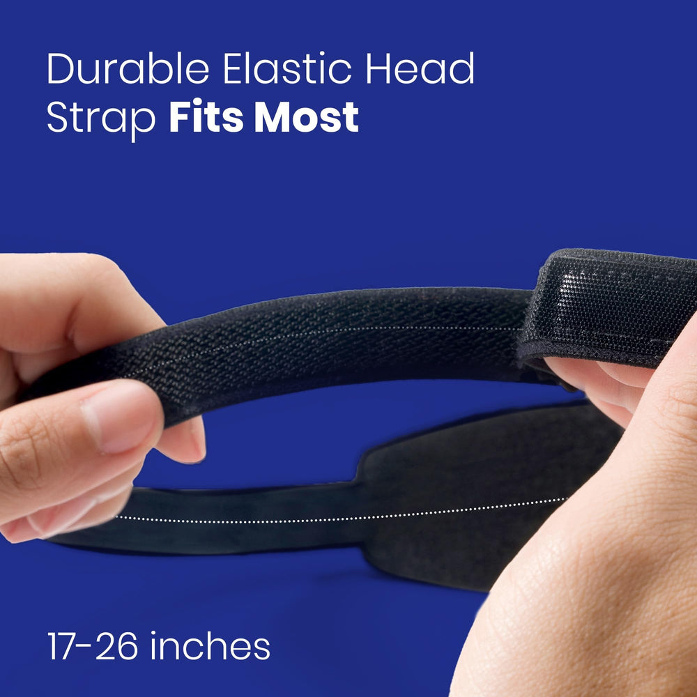 Manta Slim Sleep Mask worn by a side sleeper illustrating zero pressure fit.