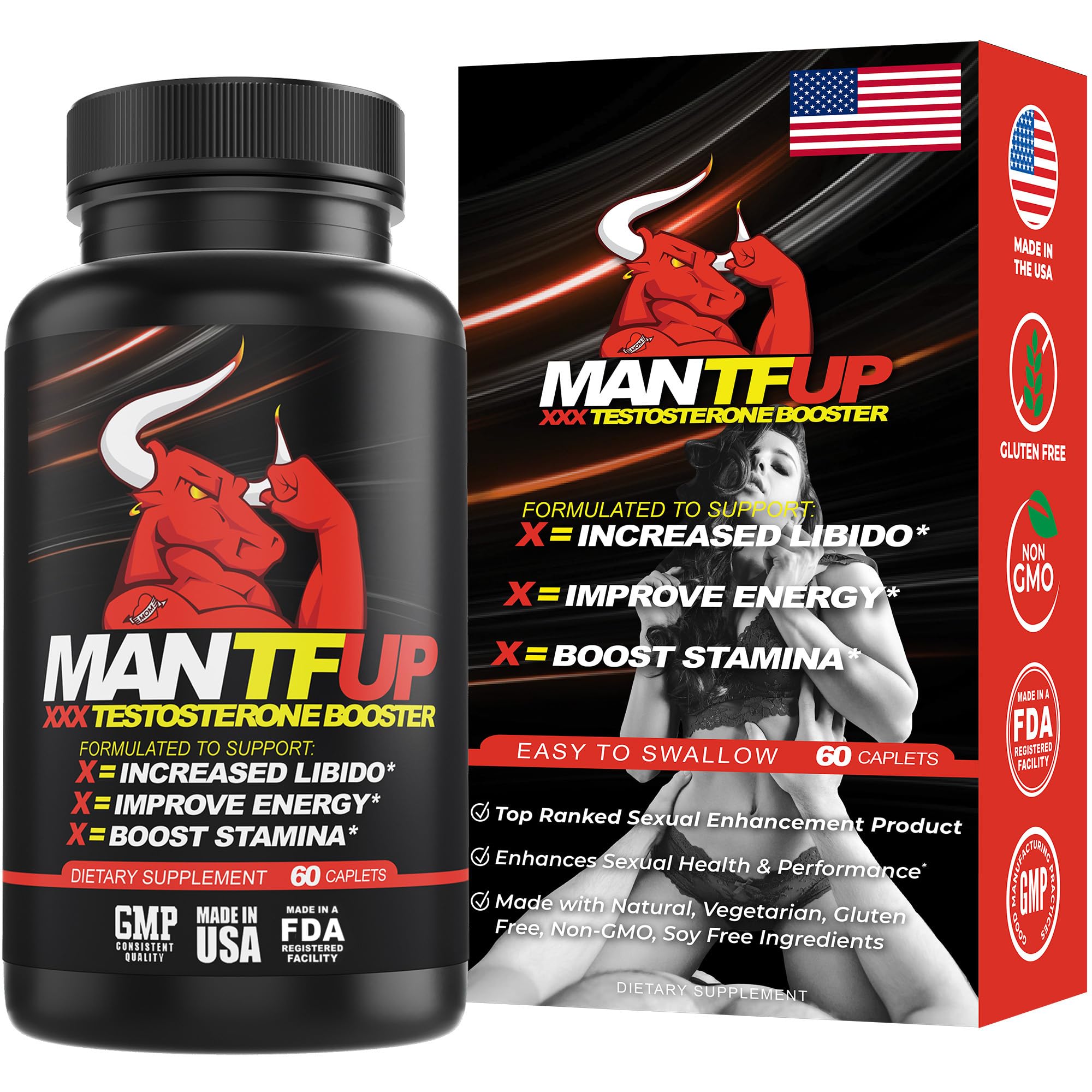 MANTFUP Vitality bottle front view for daily energy support.