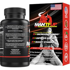 Close-up of MANTFUP Vitality capsules for easy daily dosing.