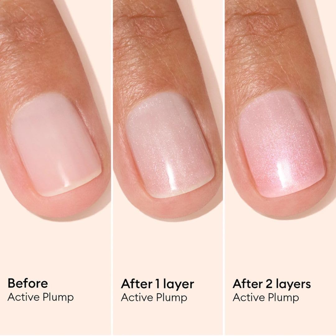 Manucurist Active Plump packaging emphasizing vegan, plant-based formula.