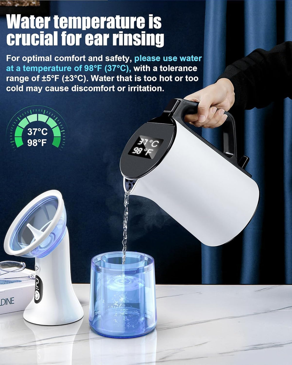 MAOEVER compact blue ear cleaner ideal for travel.