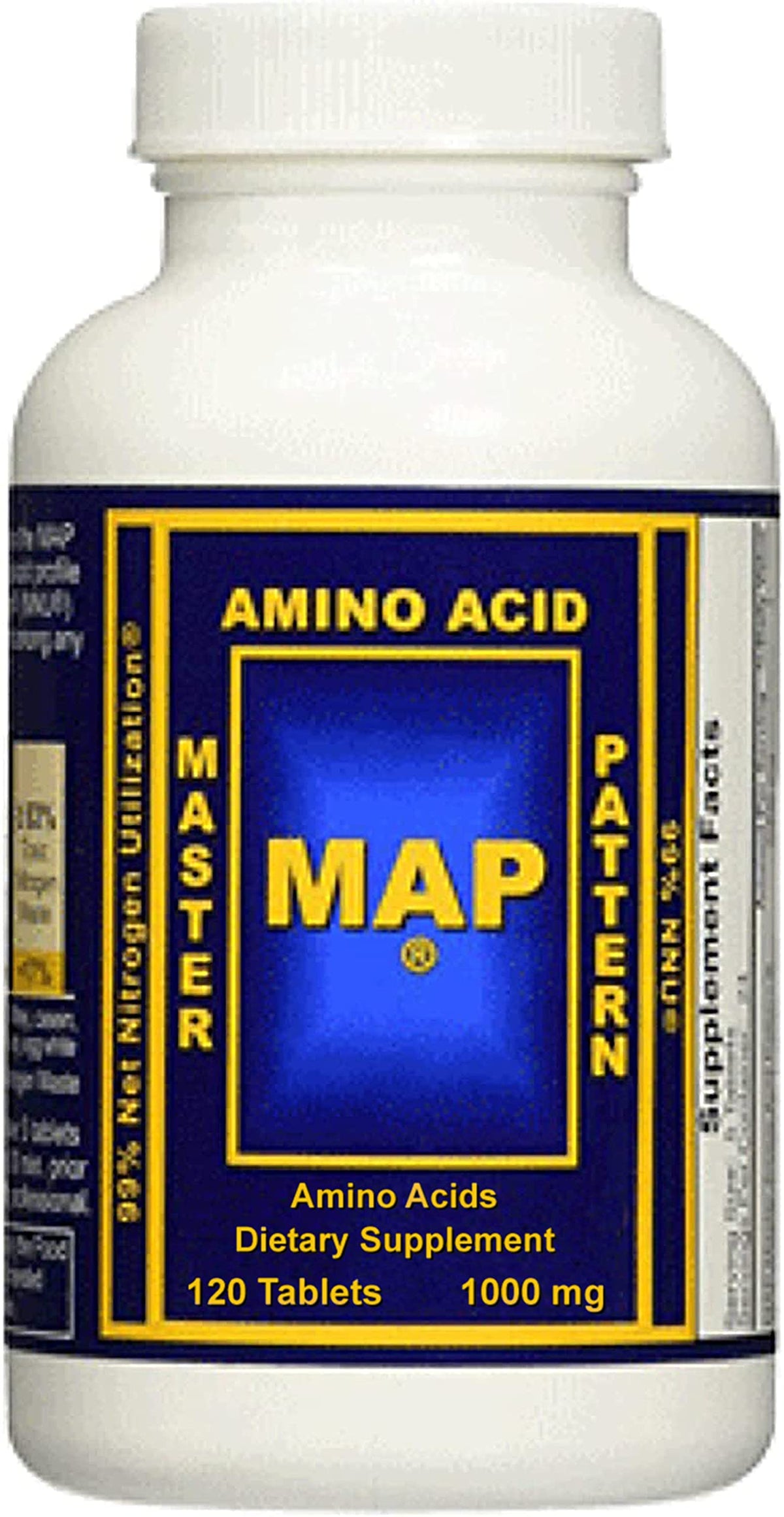 MAP Master Amino Acid Pattern unflavored tablet bottle supporting protein synthesis
