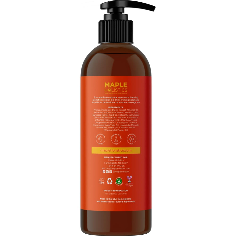 Maple Holistics Arnica Massage Oil ingredients list showcase