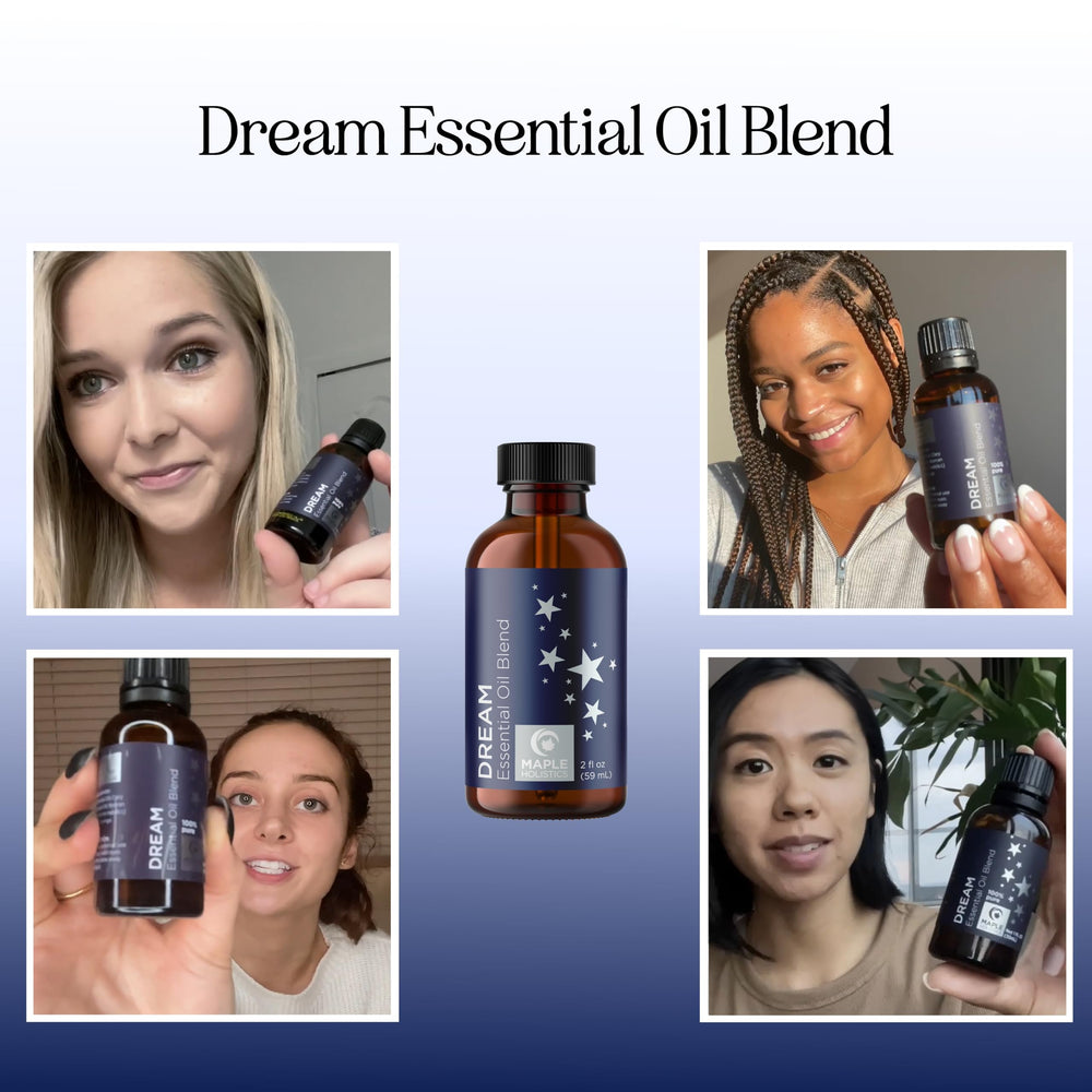 Close-up of Maple Holistics Dream bottle showing lavender and chamomile notes