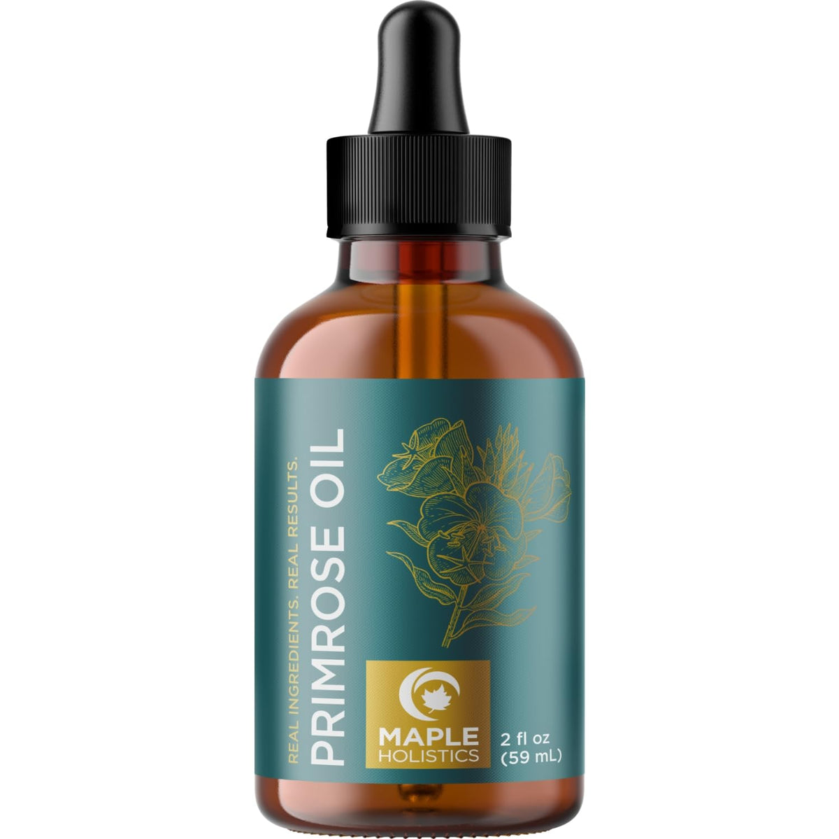 Maple Holistics Evening Primrose Oil bottle close-up for nourishing skin care and DIY mixing.