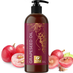 Maple Holistics grapeseed oil bottle for versatile hydration in natural beauty routines.