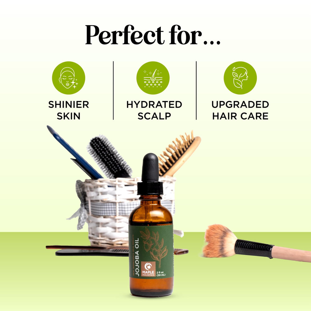 Maple Holistics Jojoba Oil facial application for lightweight, non-greasy moisture.