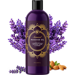 Maple Holistics aromatherapy massage oil bottle with lavender aroma for relaxing at-home massage