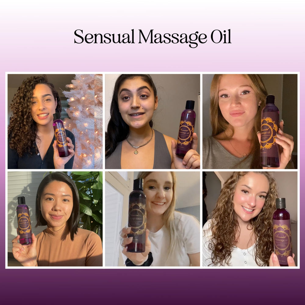 Maple Holistics massage oil being poured, showcasing silky texture for easy spreading