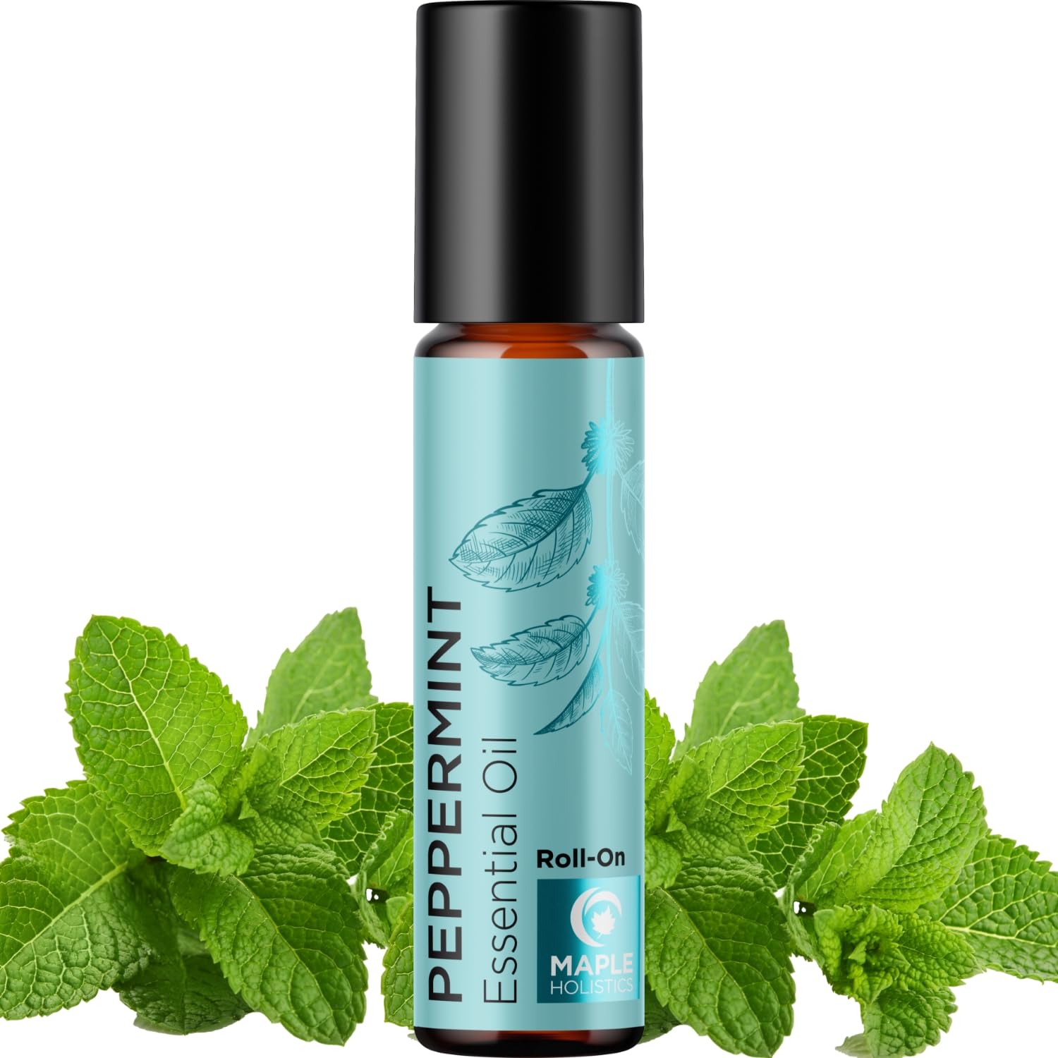 Maple Holistics Peppermint Oil Roll On bottle for on-the-go freshness and focus support