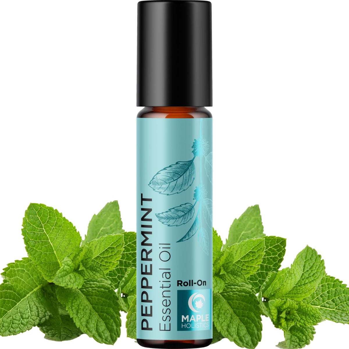 Maple Holistics Peppermint Oil Roll On bottle for on-the-go freshness and focus support
