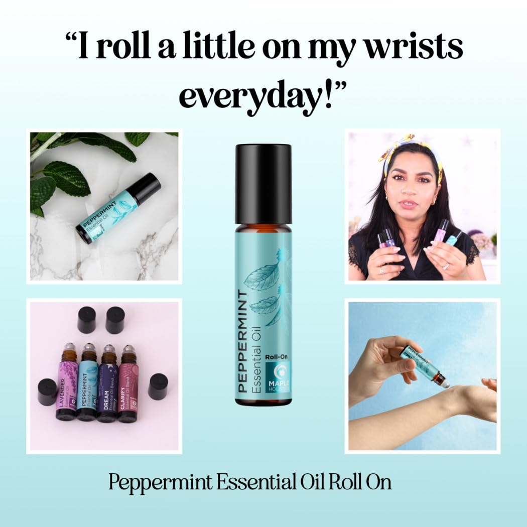Maple Holistics Peppermint Oil Roll On rollerball compact design for travel