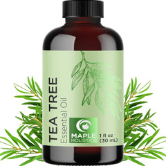 Maple Holistics Tea Tree Oil bottle for pure topical cleansing