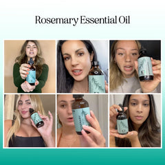 Maple Holistics rosemary oil bottle closeup for hair, skin, and diffuser use