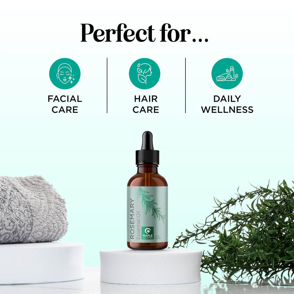 Maple Holistics rosemary oil hair serum application for root-to-tip care