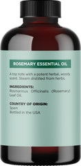 Maple Holistics rosemary oil closeup label highlighting pure composition.