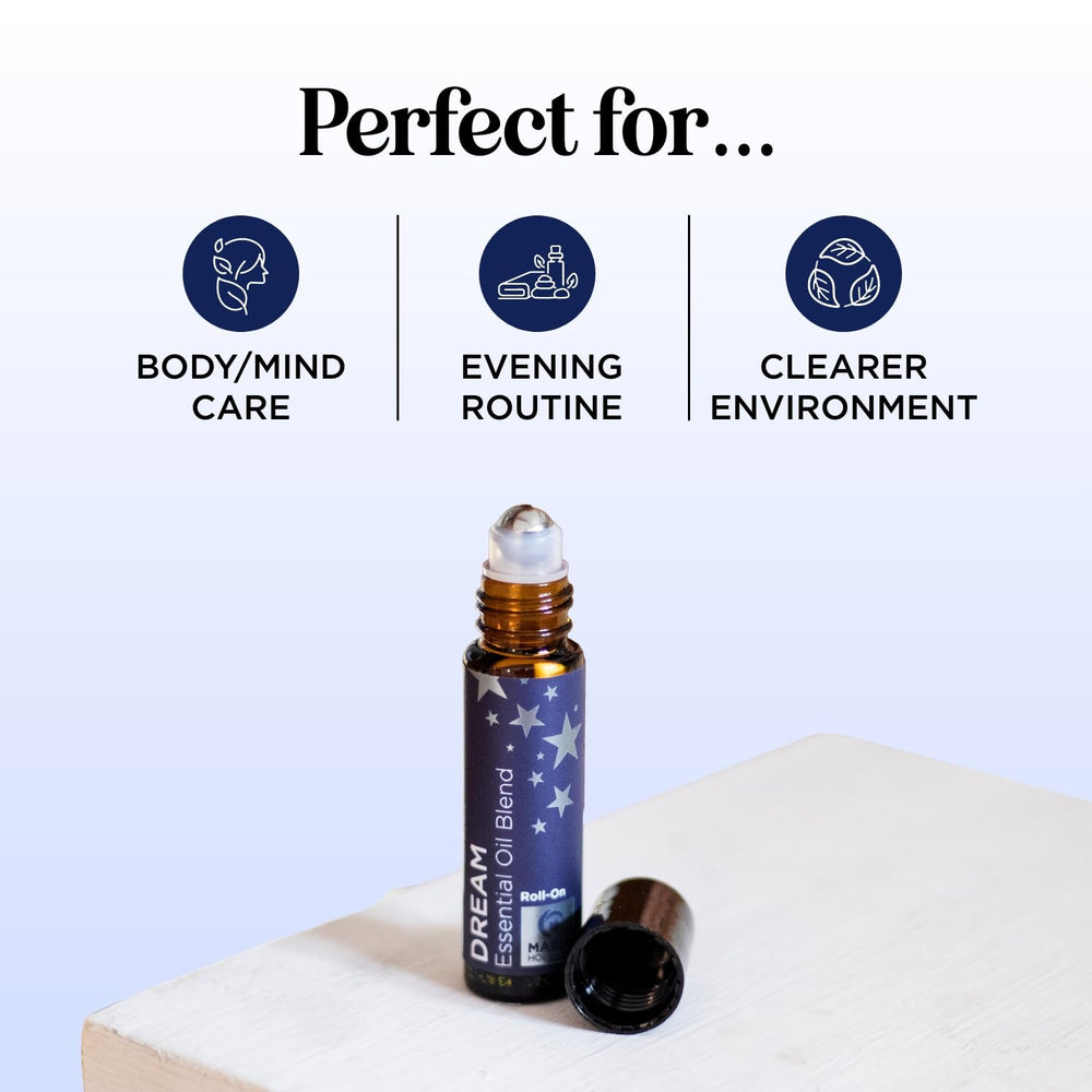 Maple Holistics Sleep Roll-On applied to the wrist for quick relaxation before sleep.