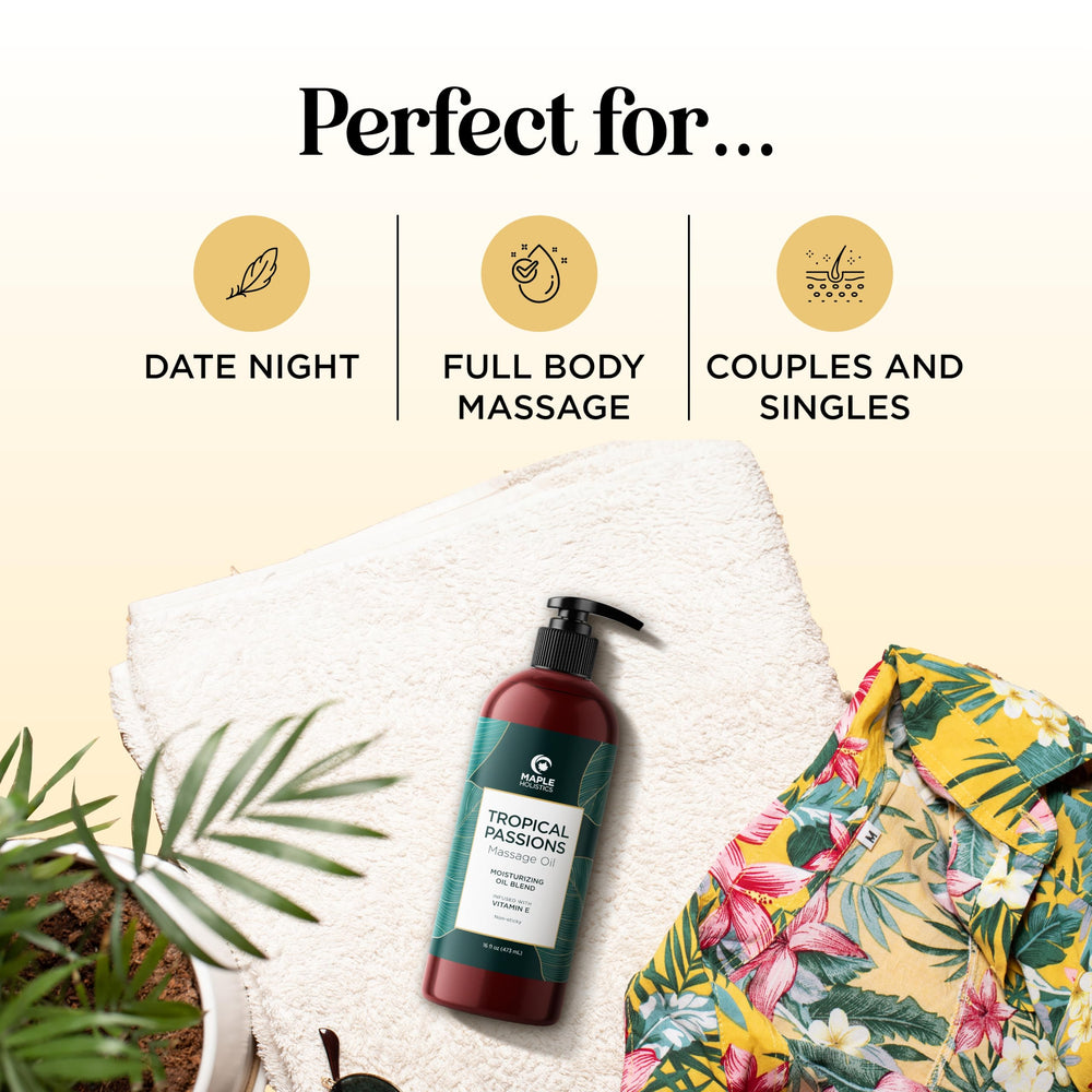 Maple Holistics bathroom setup with oil bottle for a spa-like evening.