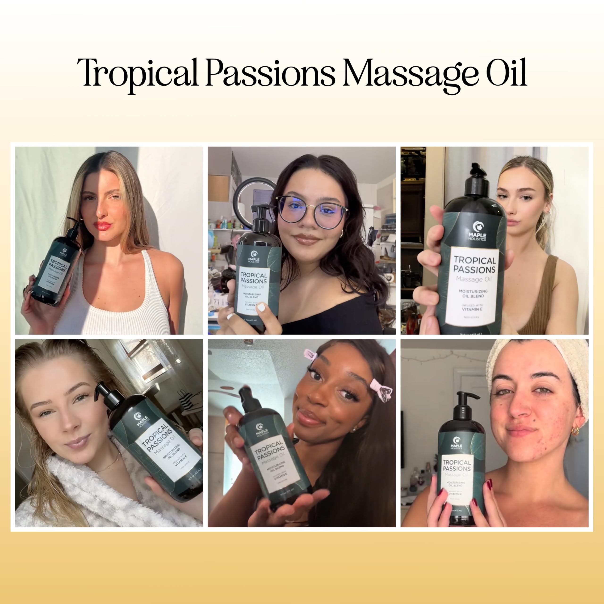 Maple Holistics massage oil pour demonstrates a smooth glide for relaxing touch.